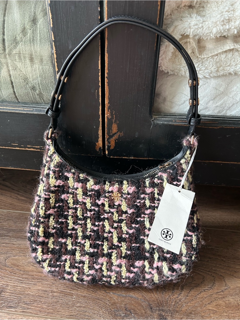 NWT Tory Burch Emerson woven bag in TWEED.